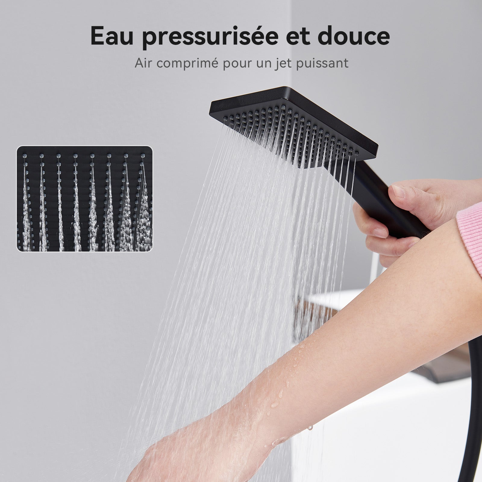 Colonne de Douche Thermostatique, Colonne de Douche Noir Réglable Hauteur, Colonne de douche avec mitigeur, Mitigeur Douche pour Salle de Bain - 9