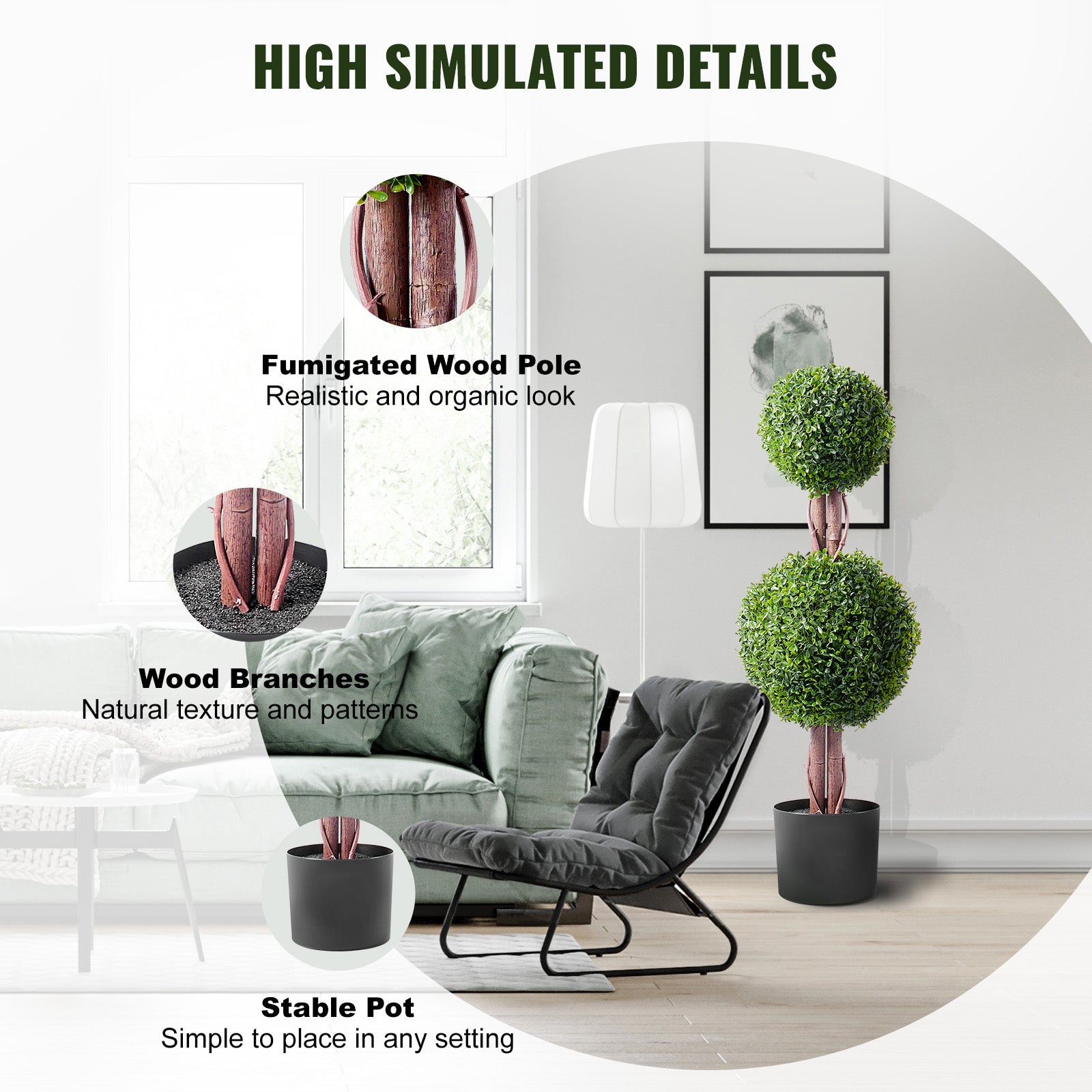 Set di alberi topiari in bosso artificiale SucceBuy 48