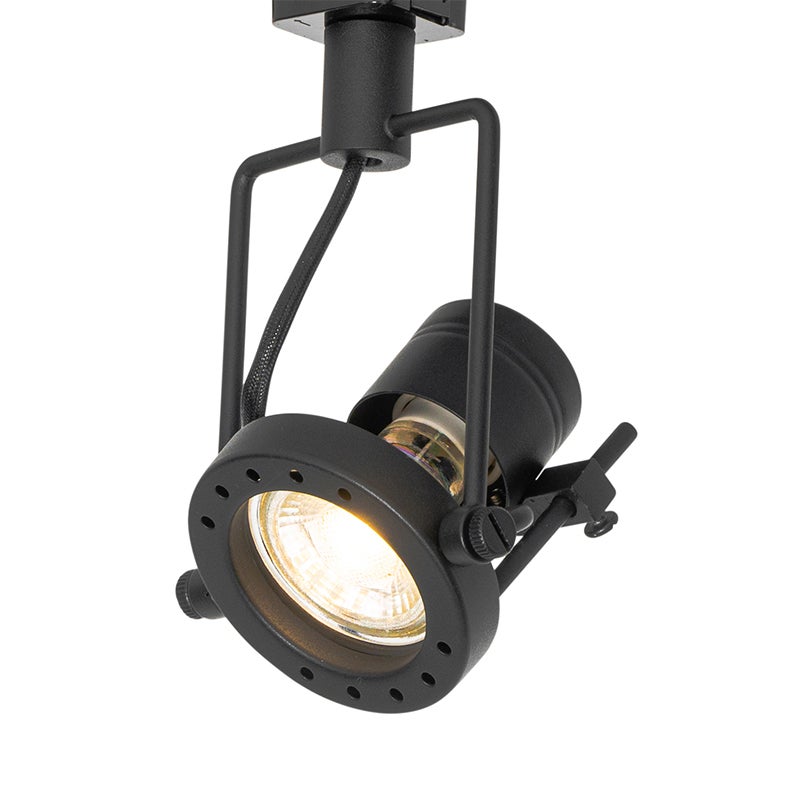 Système de rail luminaire plafond compatible pour led - industriel avec 3 spots monophasés noirs - Suplux - 3