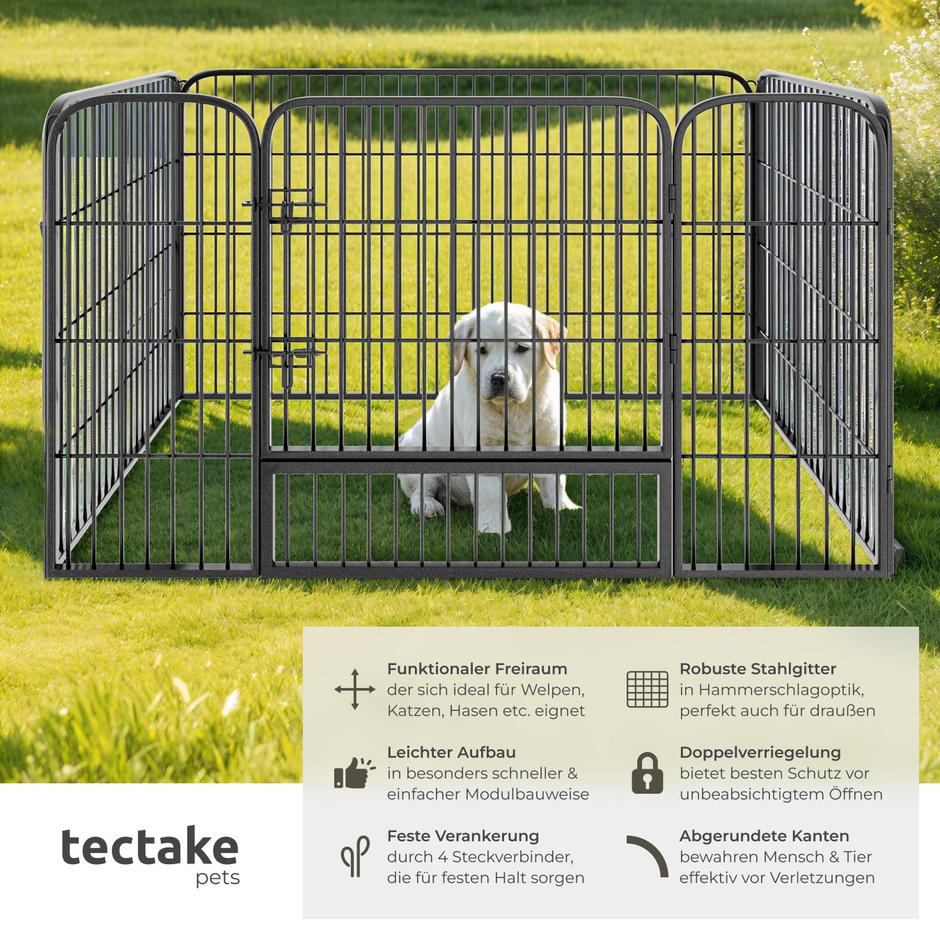 TECTAKE Parque para cachorros 4 peças, dobrável - 2