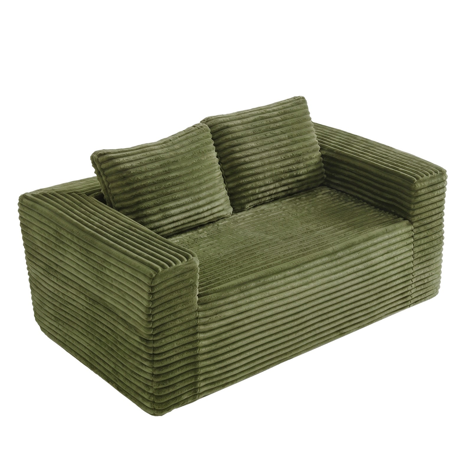 Canapé de sol 2 places 160 x 88 x 58 cm – Sofa d'assise profonde sans montage en mousse haute densité – Velours Côtelé – Vert - 7