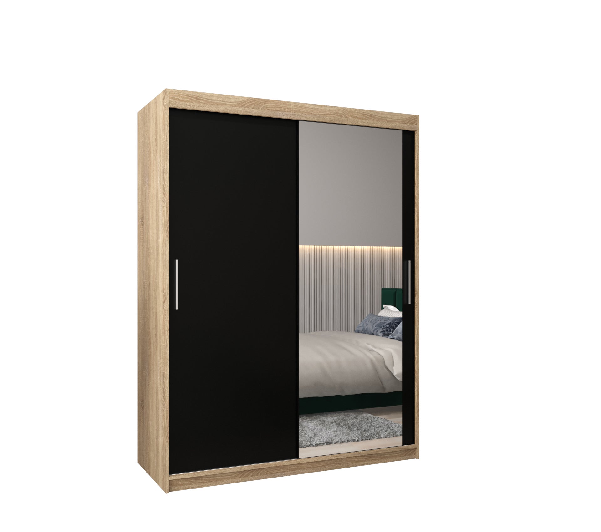 Szafa przesuwna garderoba TOKYO 2 150 x 62 x 200 cm Sonoma + Czarny - Abiks Meble