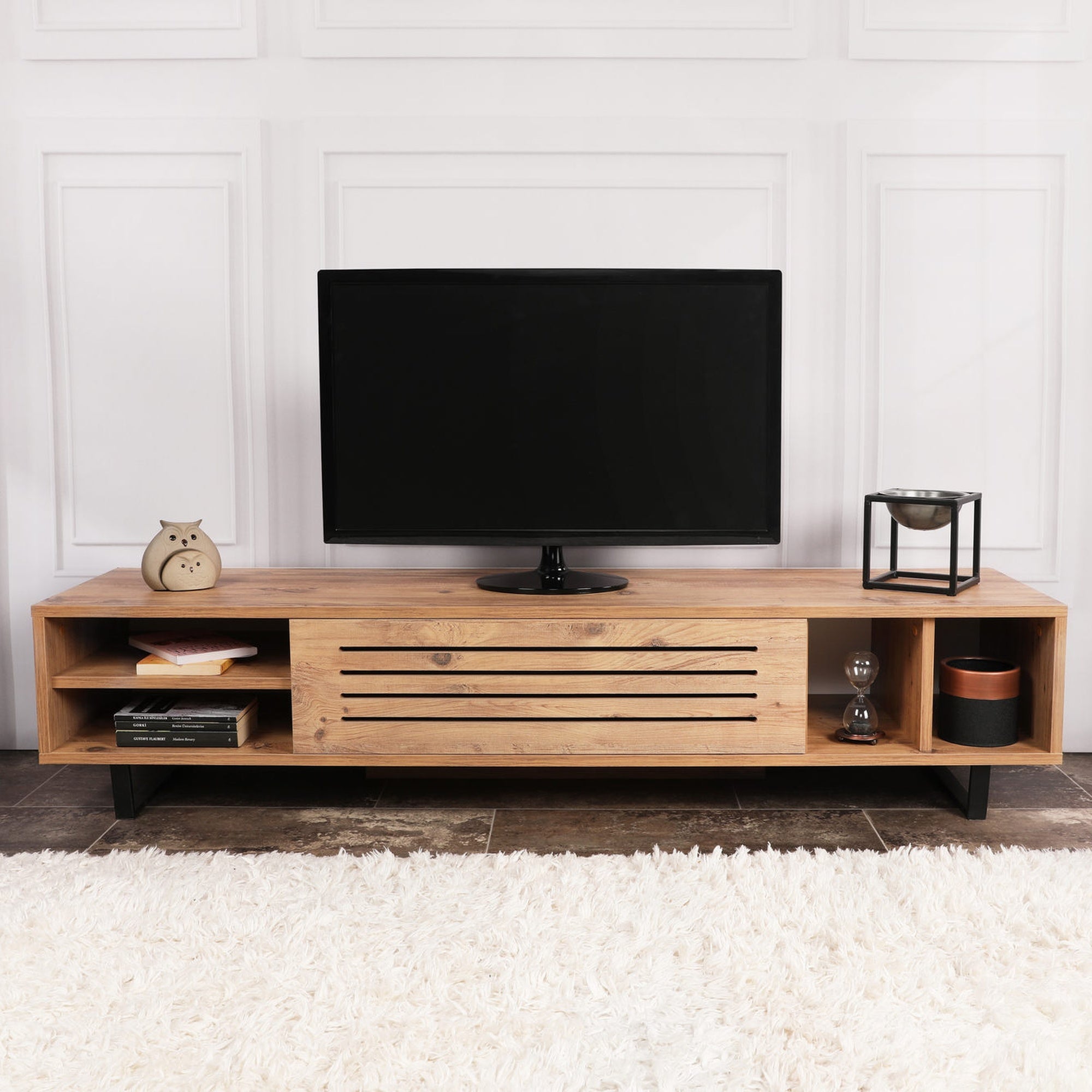 WELLHOME Banc TV effet pin, 160x35x40 cm - 3