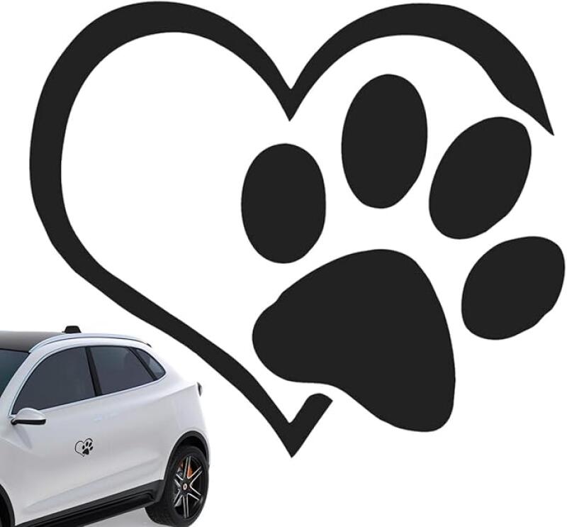 Autocollant De Patte De Chien Stickers Pattes avec Cœur pour Voitures ...