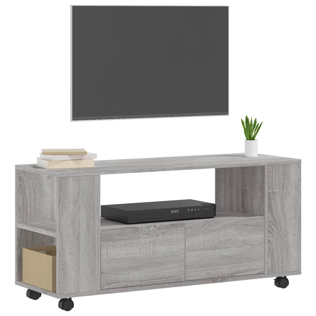 Meuble TV sonoma gris 102x34,5x43 bois d'ingénierie - 3