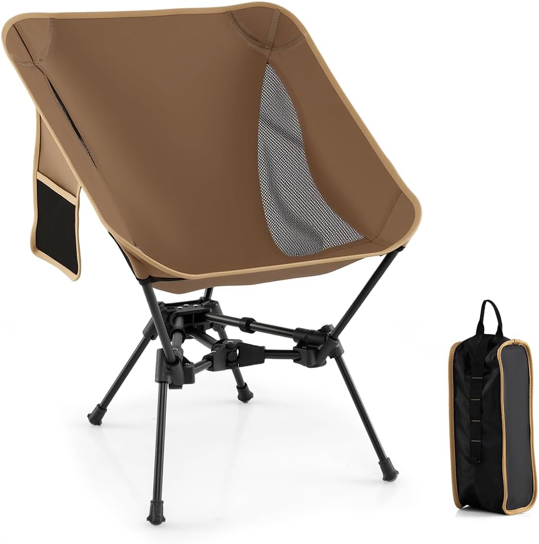 Składane Krzesło Kempingowe, Ultralekkie Przenośne z Torbą Transportową, Podwójna Trójkątna Podstawa, Rama ze Stopu Aluminium, Nośność 150 kg