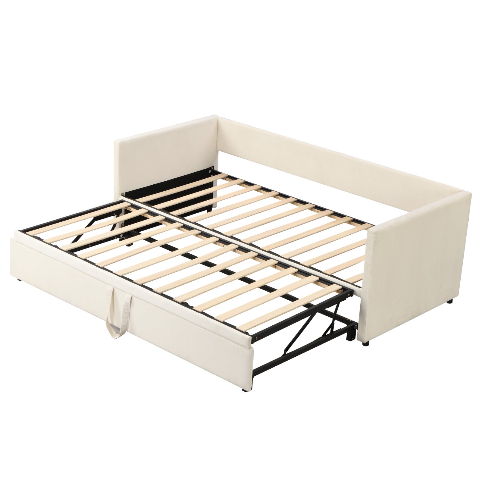 Canapé lit convertible180 x 200cm-Canapé-lit extensible rembourré pour Salon et Chambre d'Amis-Gain de place-lit 2 personnes-beige-Sans Matelas - 4