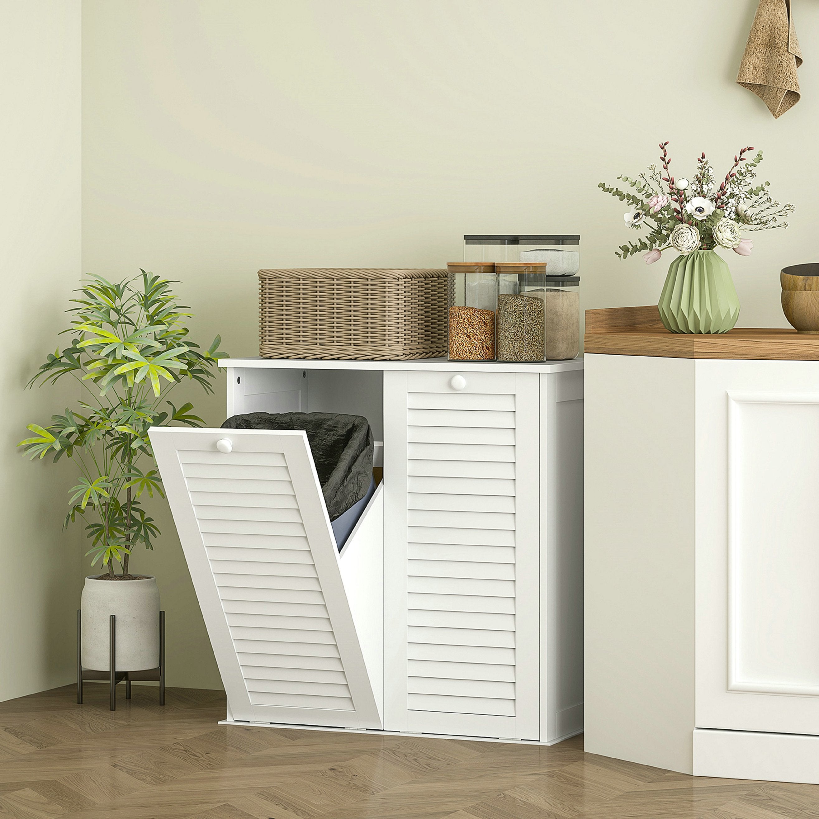 Meuble De Salle De Bain Avec Panier A Linge Integre
