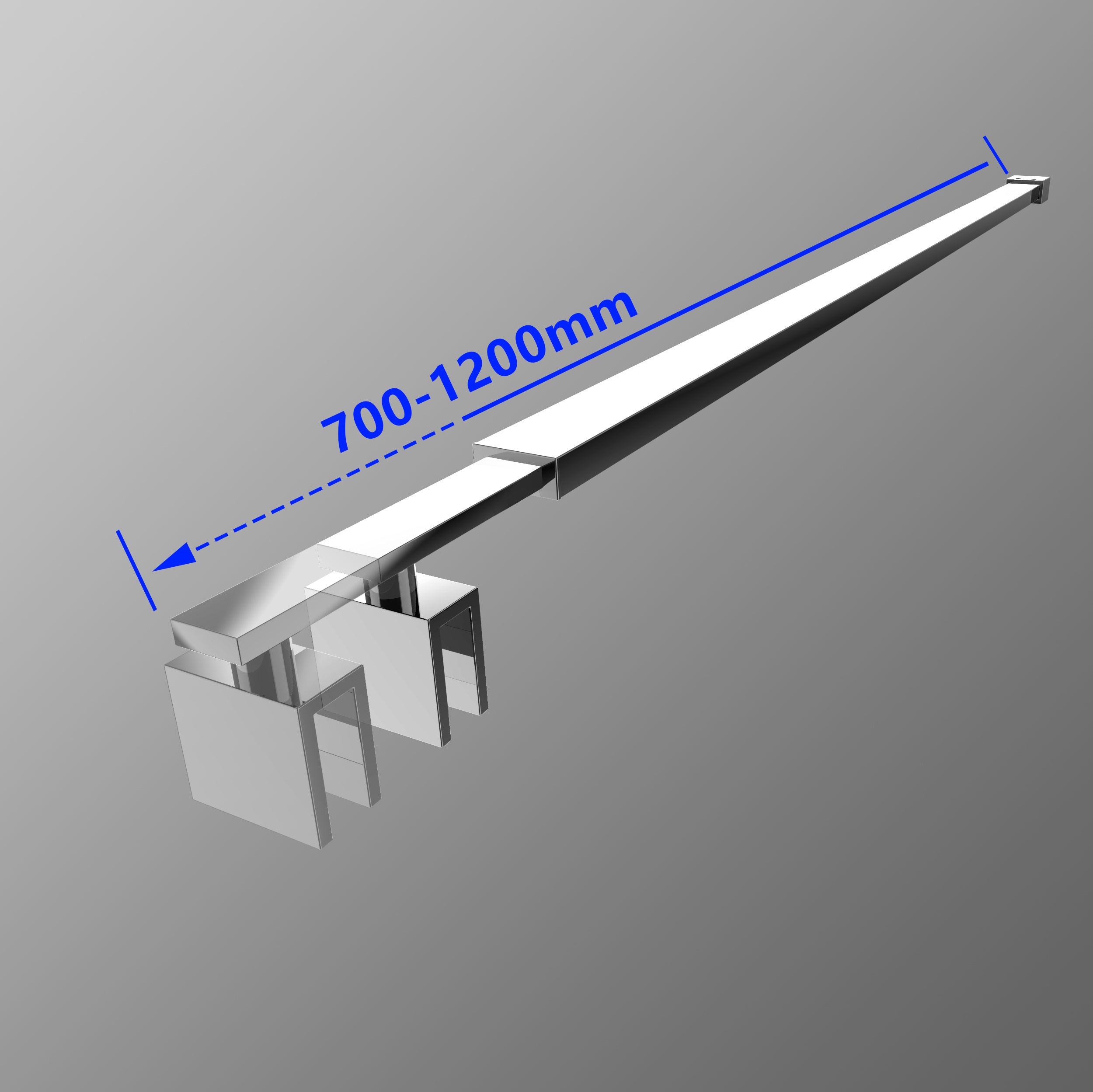 S'AFIELINA Barre De Stabilisation Pour Paroi De Douche - Réglable 70-120 Cm - Pour Verre 8-10 Mm D'Épaisseur - Noir Chrome - Fixation Invisible
