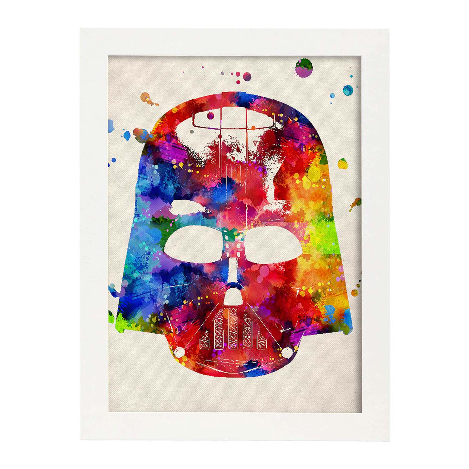 Poster de darth vader estilo acuarela. láminas de cine, peliculas, y actores. posters de peliculas antiguas con estilo acuarela. marco blanco - a3