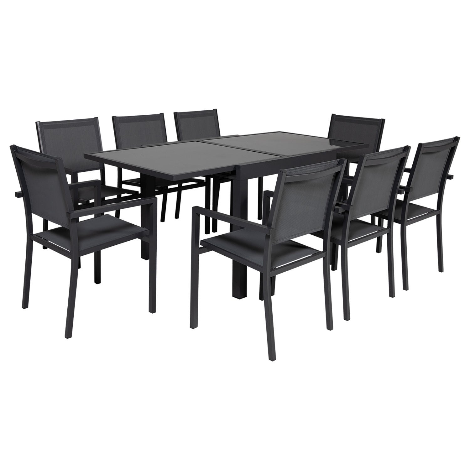Salon de jardin 8 places gris et gris anthracite aluminium LAMPEDUSA extensible - 2