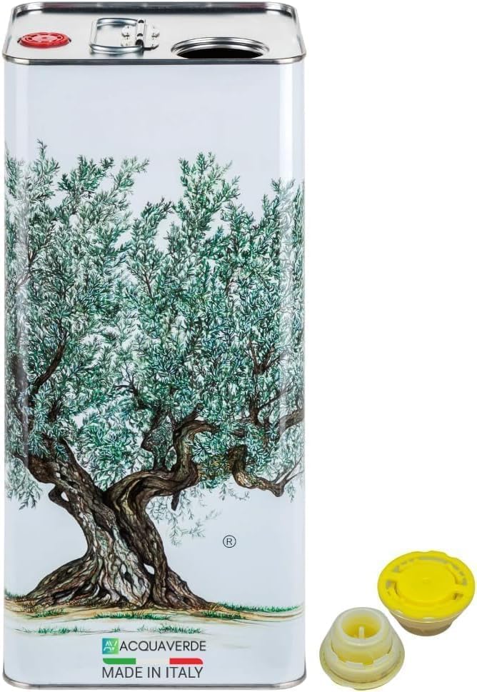 acquaverde | 3 Lattine per Olio di Oliva, Lattina Verde con Gocce, in