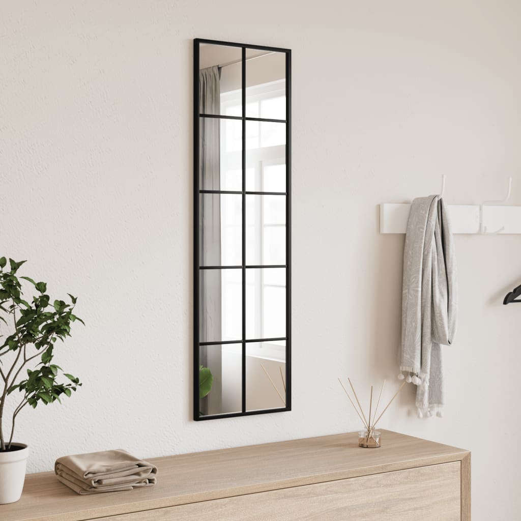Espejo de pared，espejo de baño rectangular de hierro negro 30x100 cm cfw73159
