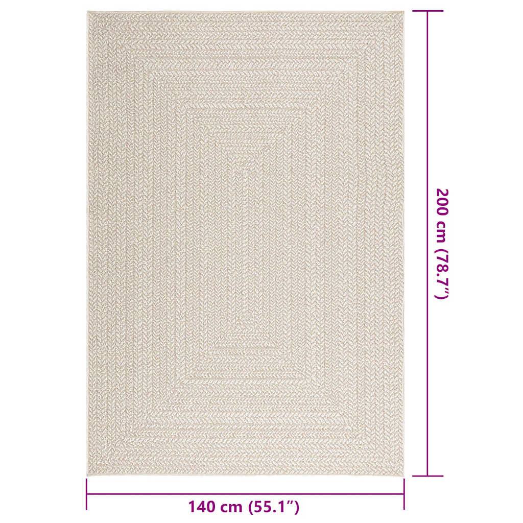 Tapete ZIZUR creme 140x200cm aspeto de juta interior e exterior vidaXL - 8