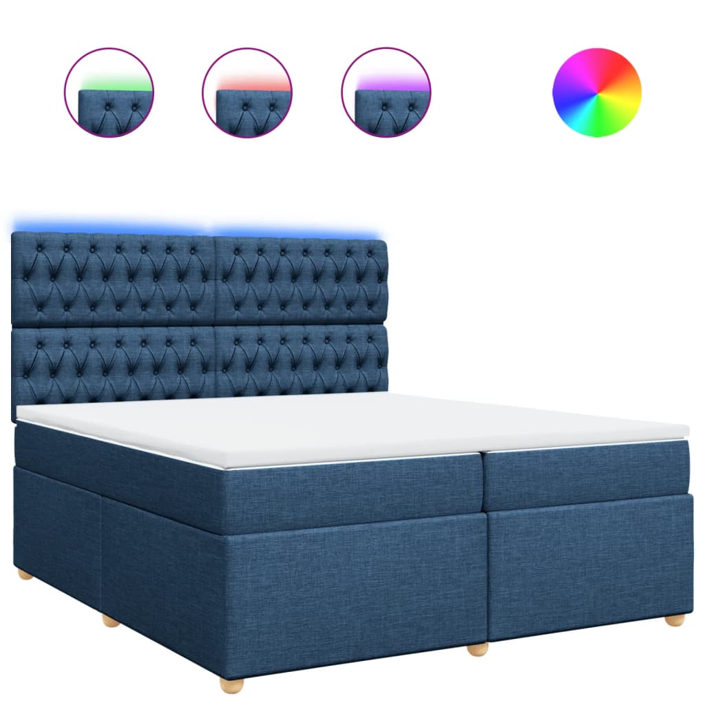Maison Exclusive - Sommier à lattes de lit avec matelas Bleu 200x200 cm Tissu - 2