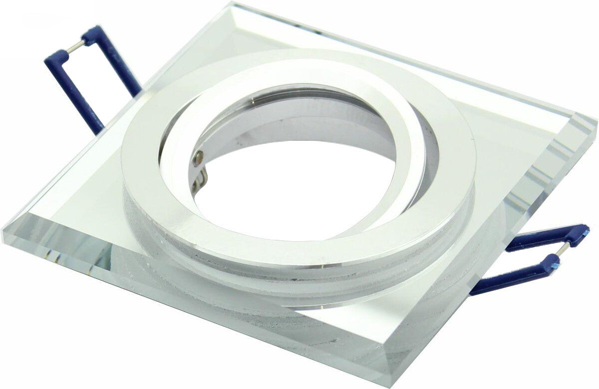 Oprawa sufitowa wpuszczana oczko biała lustrzana 1xGU10x50W kwadratowa ruchoma IP20 wym: 2,8 x 9 x 9 cm szkło IdeaLED - 2