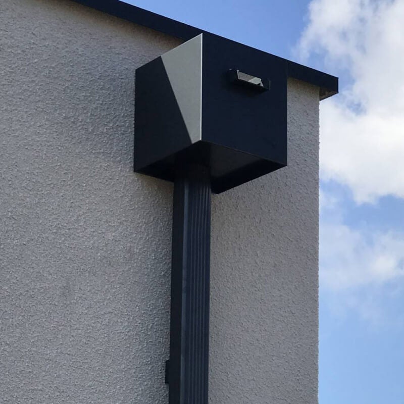 Kit évacuation eaux pluviales aluminium 60×80 mm – boîte à eau + deux descentes 3 m – fixation incluse – maison avec étage – anthracite - 5