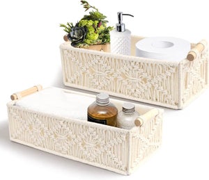 Panier Rangement Corde Coton Ivoire 17x17x12 Cm - Organisateur Élégant Maison, Bureau, Salle De Bain, Chambre Bébé
