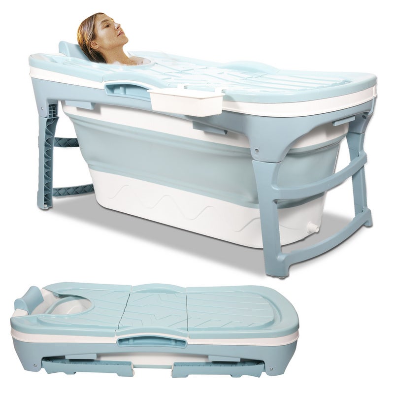 Couvercle De Baignoire 180x75 Cm - Plateau Isolant En PVC Pliable - Étagère De Rangement Pour Salle De Bain - Blanc