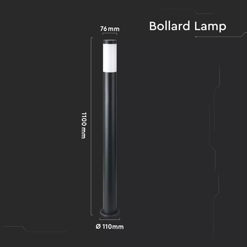 Piantana LED da Giardino 110cm con Portalampada E27 (max 60W) in Acciaio Inossidabile Nero IP44 - 4