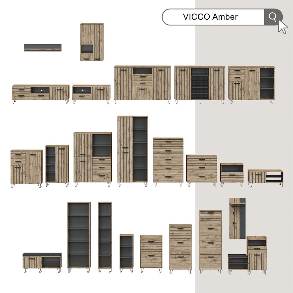 Vicco Portemanteau mural Amber, Chêne Wotan, 43x110cm - 9