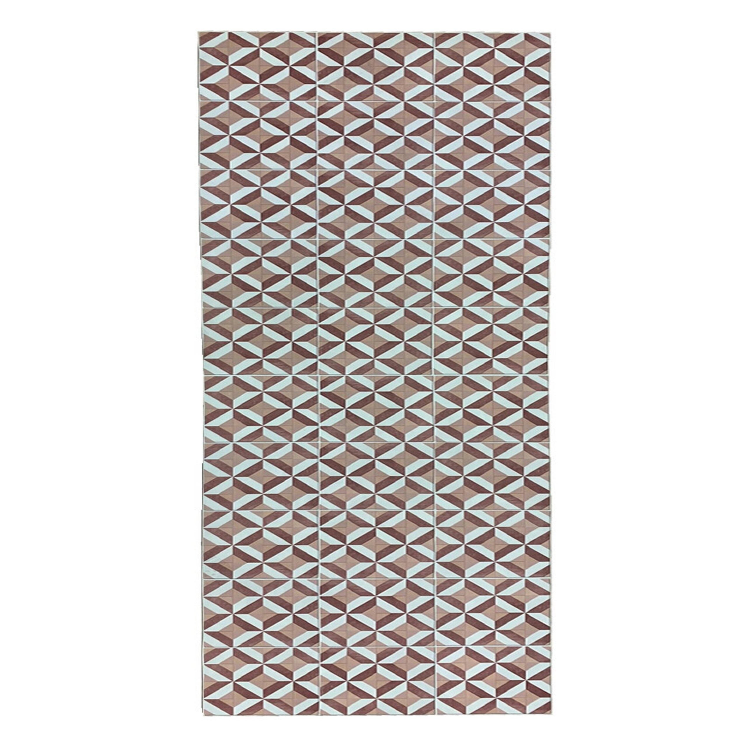 Alfombra vinilo hidráulica, de rombos color salmón, beige , marrón y blanco,, -alfombras tadi &imperio 1979 -60x600 cm