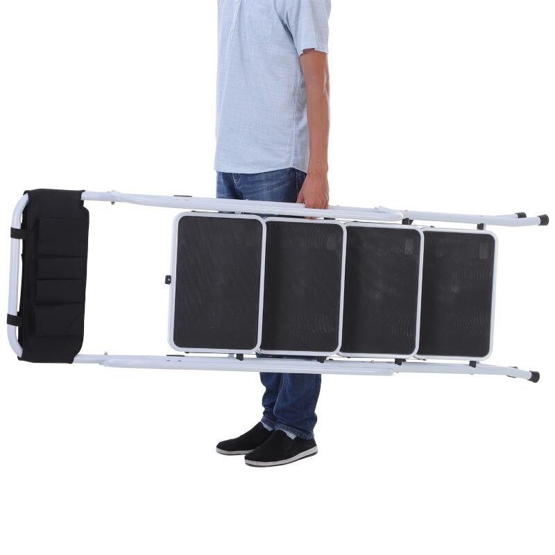 HOMCOM Escabeau pliable 4 marches XL antidérapantes double garde corps hauteur max. 1,55 m charge max. 150 Kg pochette outils intégrée - 5