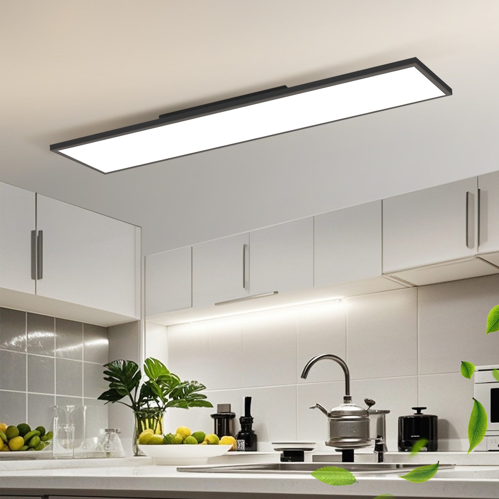 Plafoniera LED NETTLIFE 120x30 - Pannello da soffitto dimmerabile, lampada a luce diurna lunga, scrivania piatta con telecomando, 40W - 7