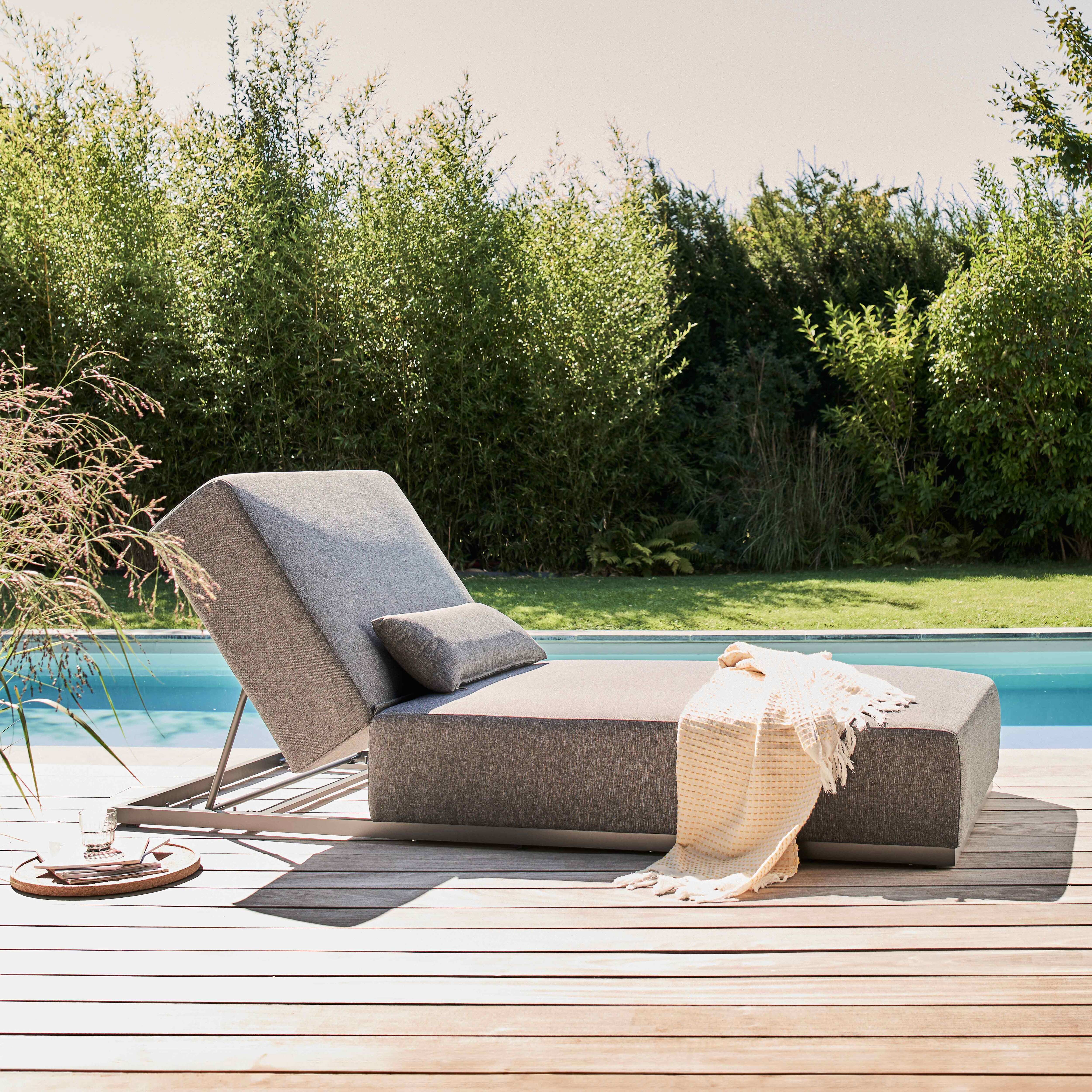 Oreiller De Chaise Longue Appuie-Tête Ergonomique Gris - Coussin Confortable Pour Transat Plage