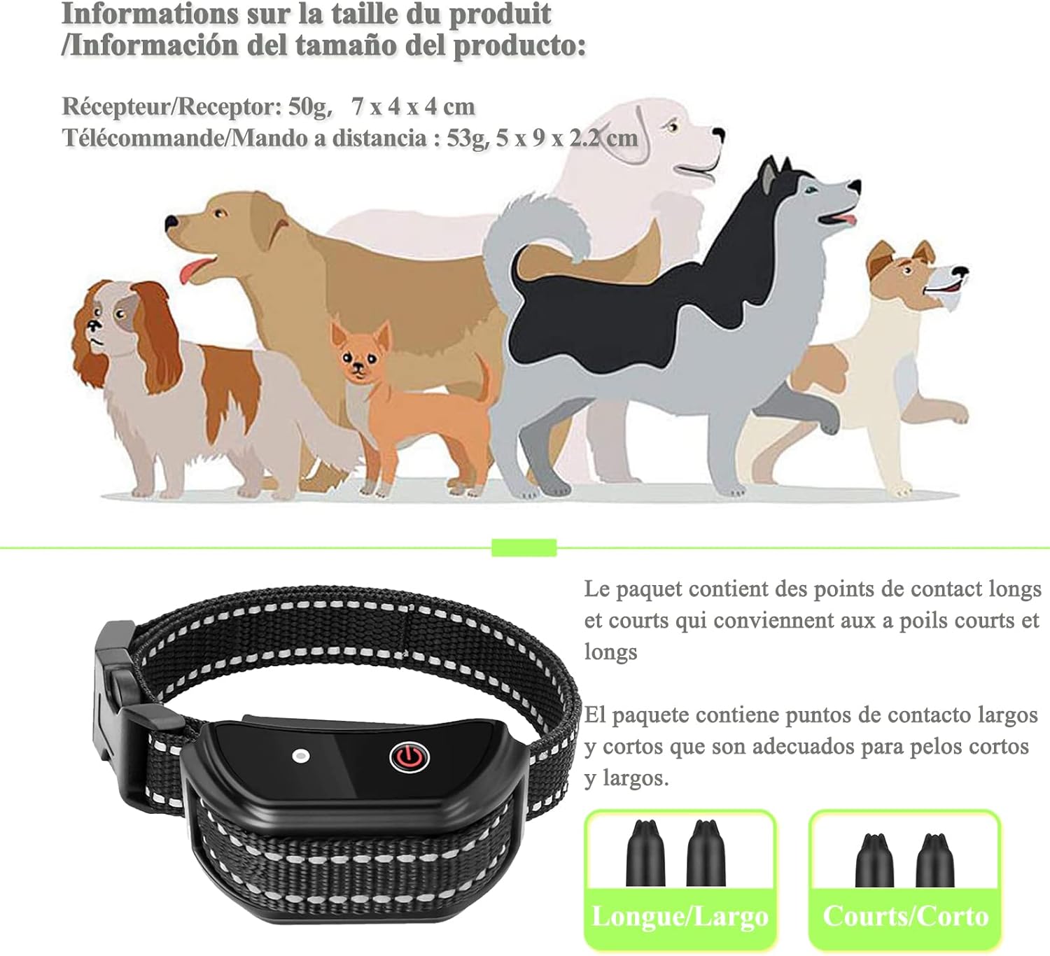 Collar de adiestramiento para perros recargable, 100 % impermeable y con cierre de seguridad. Modos de sonido y vibración, pantalla LCD retroiluminada - 3