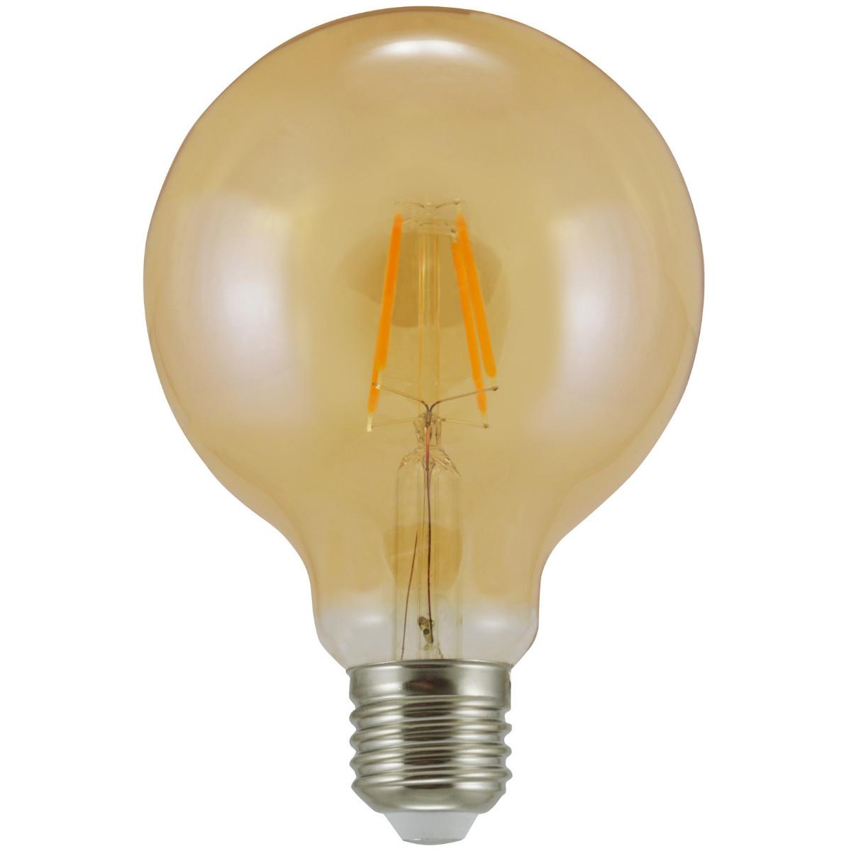 Zarówka dekoracyjna LED COB E27 4W kulka bursztynowa Ciepła biel 2000K 350lm Polux
