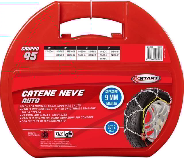 Set due pezzi catene da neve spessore 9mm gruppo 95