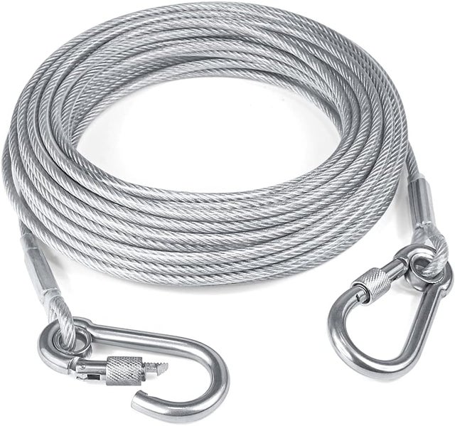 Cabo de amarração anti-mordedura de 15 m com pega – trela de corrente em metal para cães até 100 kg