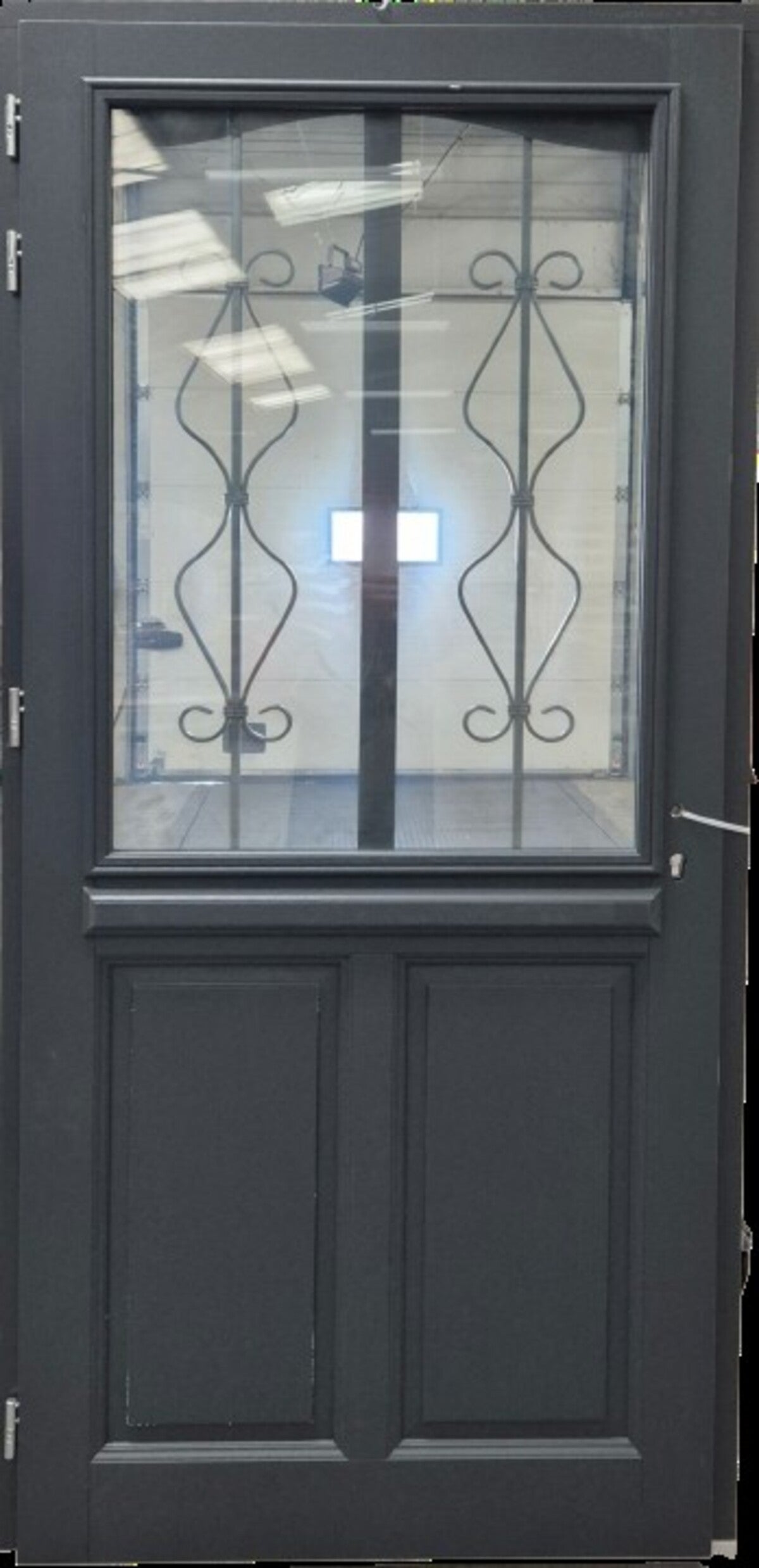 Porte D'entrée Bois Vitrée Sandro Gris Anthr., H200 X L90 Cm Côte Tableau, P.droit Gd Menuiseries - 3