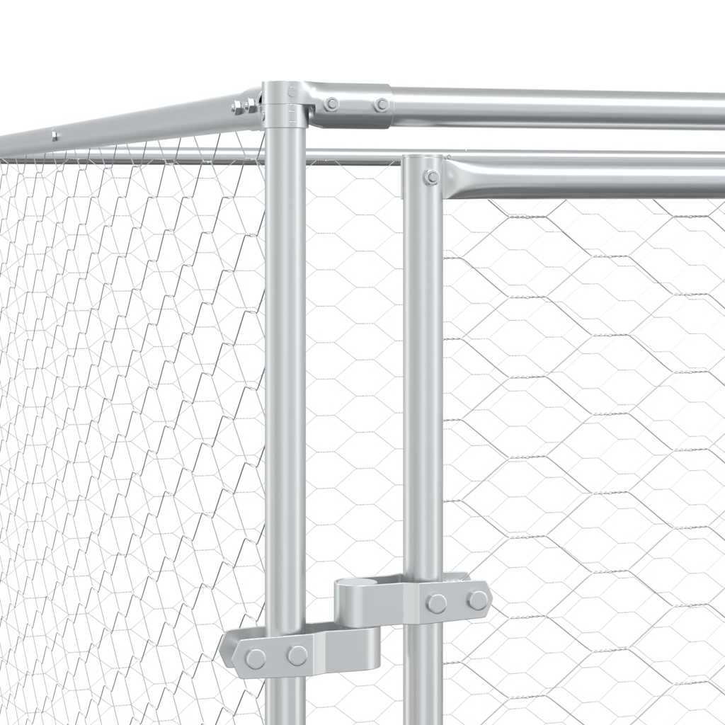 Perrera de exterior acero galvanizado plateado 2x2x2 m vidaXL - 7