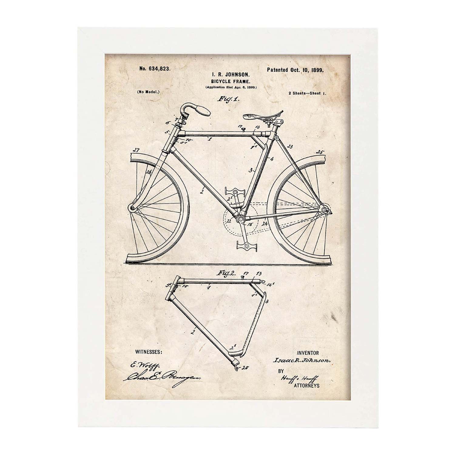 Nacnic Poster Con Cornice – Motivo Brevetto Vintage, Formato A3 (29,7x42 Cm), Carta Antalis 250g, Stampato In Spagna
