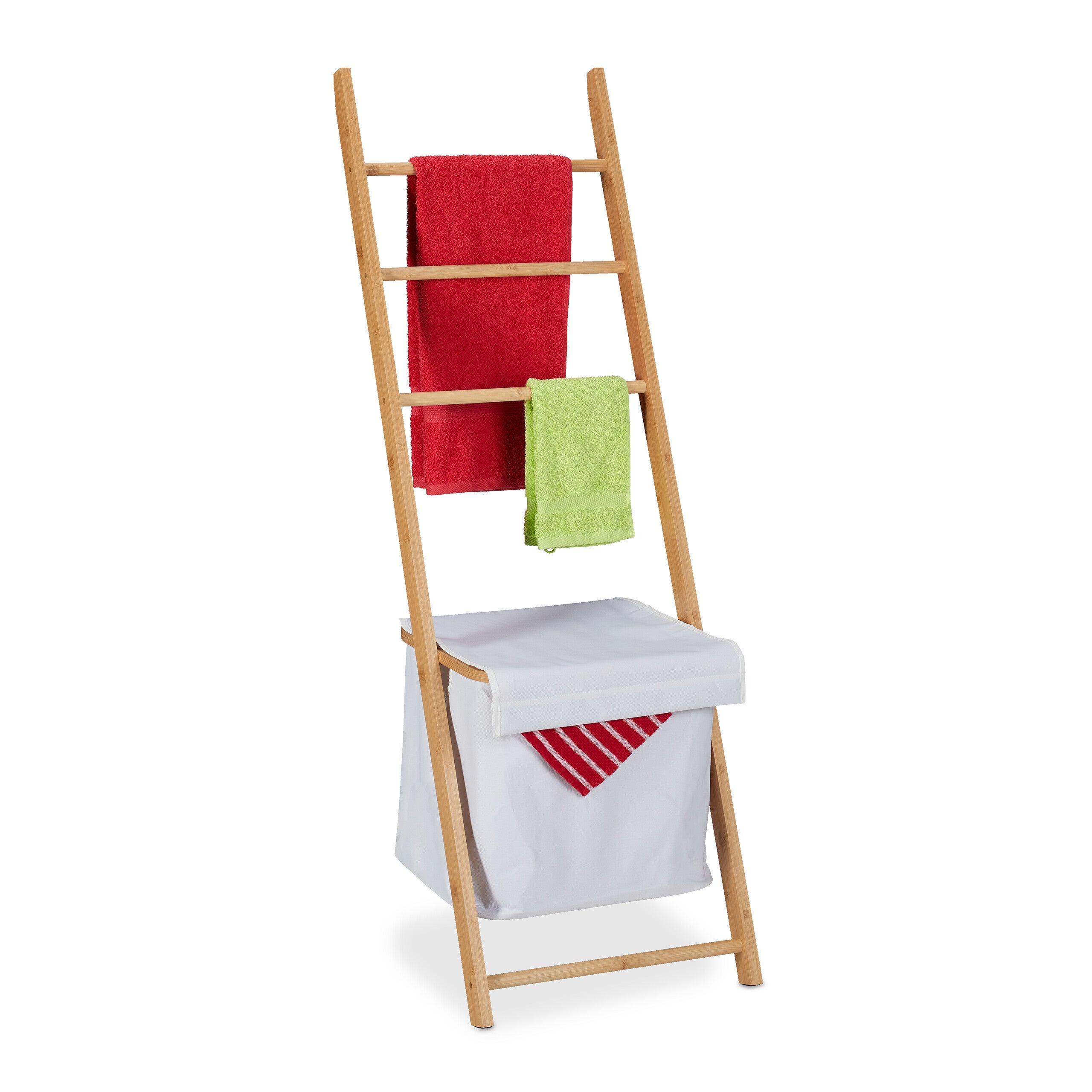Porte-Serviettes Sans Perçage Relaxdays - 3 Barres + 2 Crochets - Acier Blanc 85x54,5x15 Cm - Sèche-Serviettes Porte Idéal Petite Salle De Bain