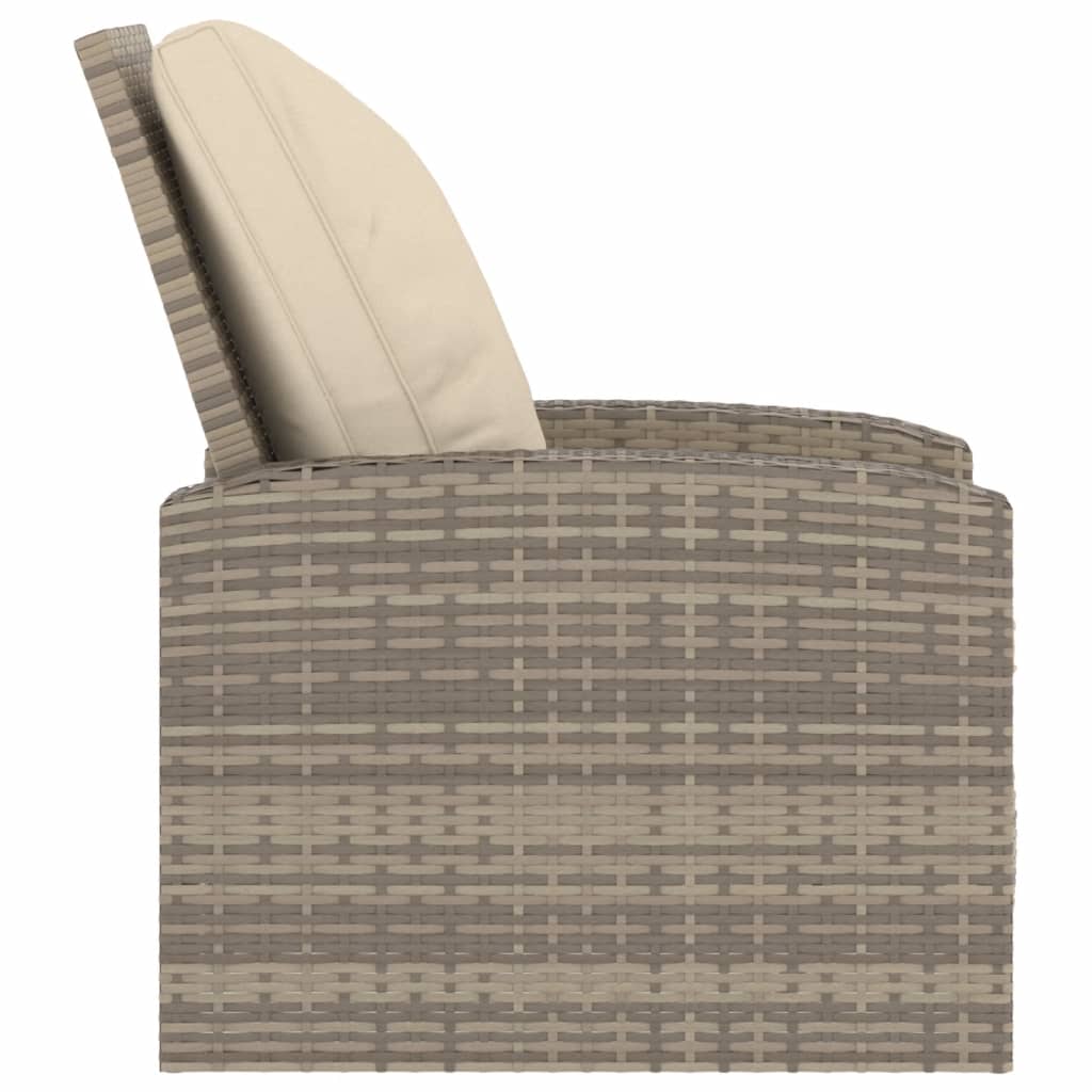 Fauteuil inclinable de jardin avec coussins marron clair rotin - 4