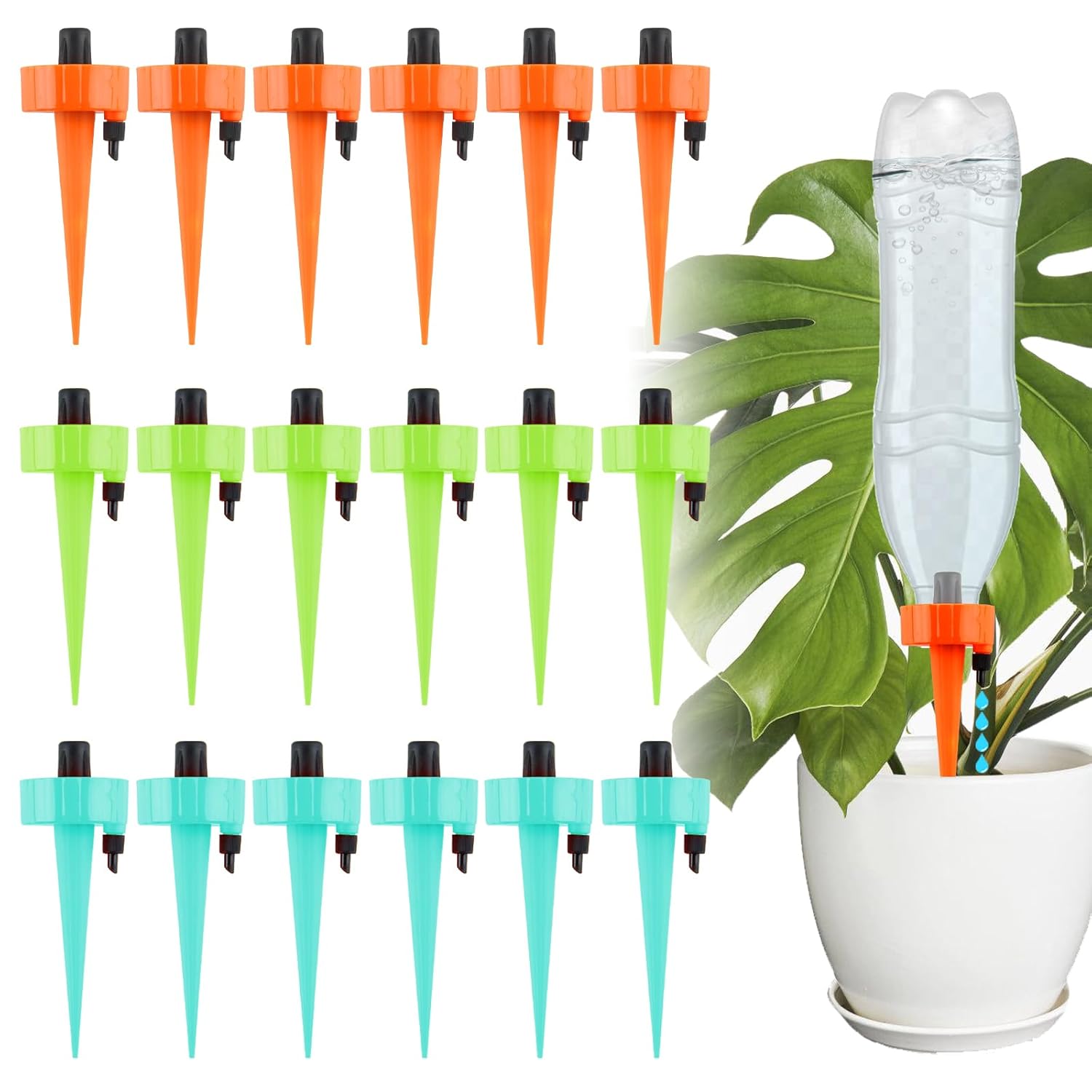 Zestaw 18 butelek do nawadniania kropelkowego, nawadnianie kropelkowe ogrodu, regulowana butelka do nawadniania kropelkowego, automatyczne podlewanie