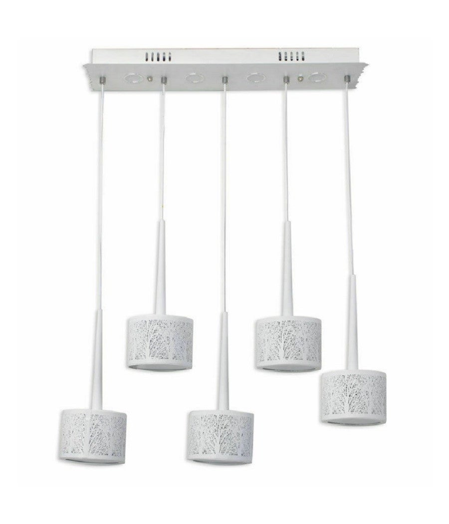 Trade Shop - Lampadario Da Soffitto Sospensione Plafoniera Paralume Bianco 3 Accensioni B10 - - 2