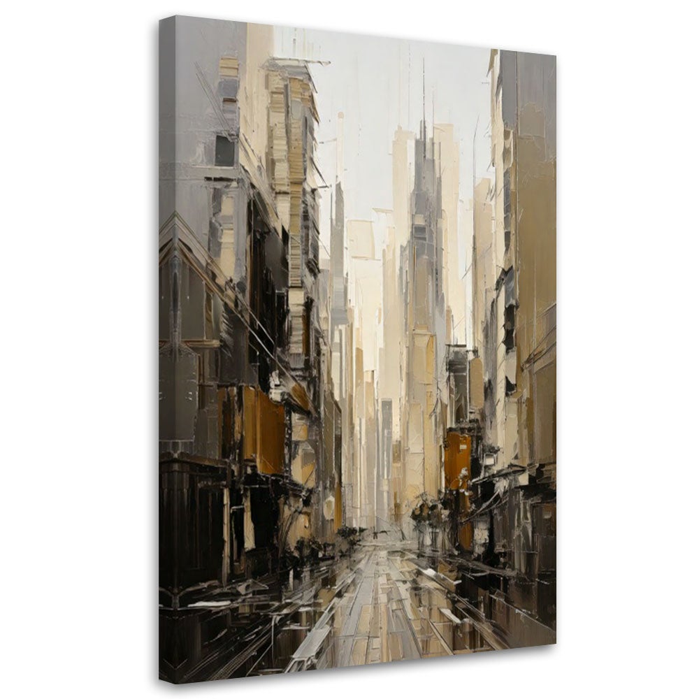 Obraz do salonu sypialni, Miasto Ulica Obraz Minimalizm Beżowy 40x60