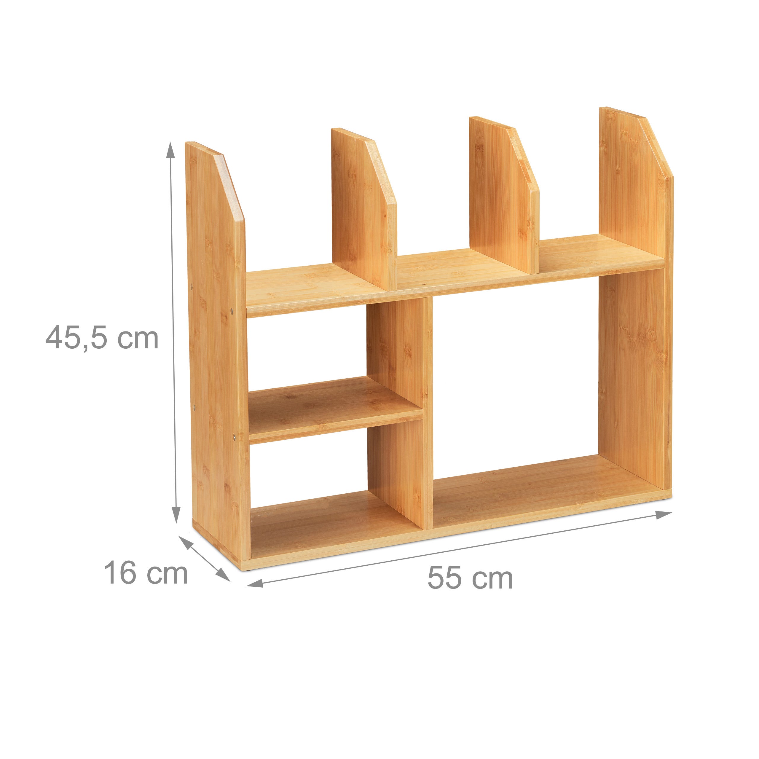 Etagère en bambou, 6 compartiments, 45,5 x 55 x 16 cm, pieds, cuisine, salle de bain & salon, déco, nature, Relaxdays - 4