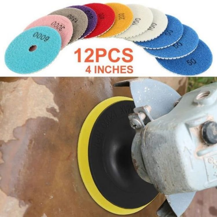Set de 12 disques de polissage diamantés résistants à la chaleur pour granit, marbre et céramique. - 2