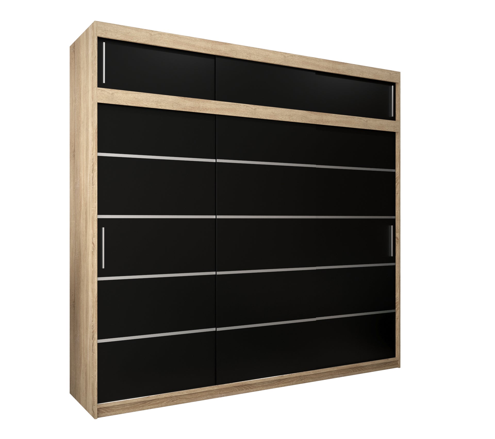 Szafa przesuwna z nadstawką garderoba Verona 1 250 x 62 x 240 cm Sonoma + Czarny - Abiks Meble