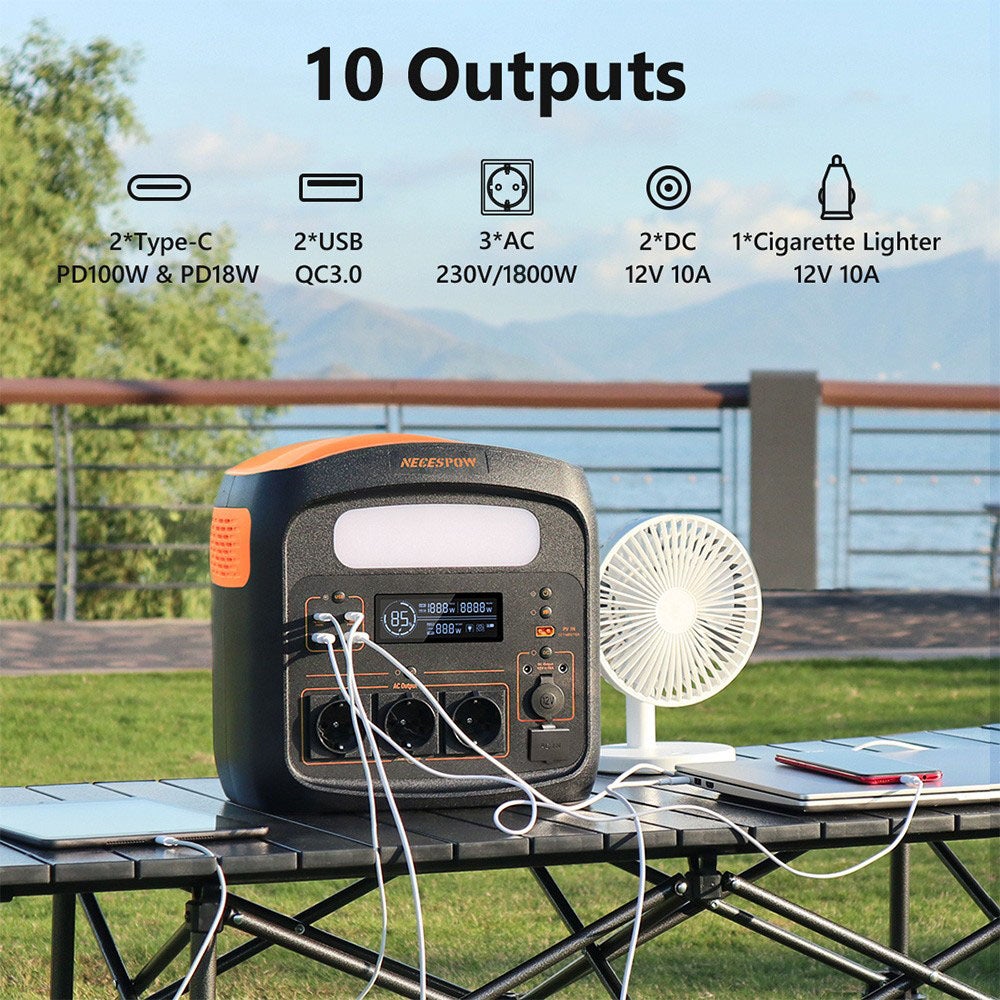 Station d'énergie portable NECESPOW N1200 1800W 1102.5Wh - 8