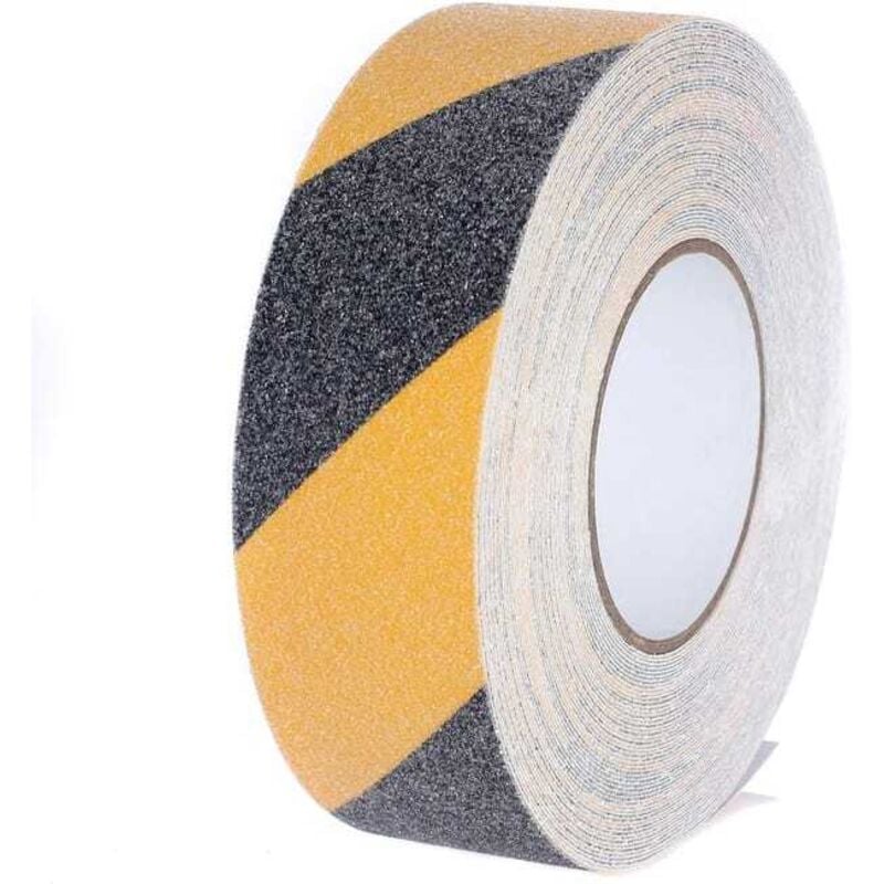 Taśma antypoślizgowa do schodów – Do stopni, stopnic, drabin i innych – Żółto-czarna, 1 rolka, 25 mm x 5 m