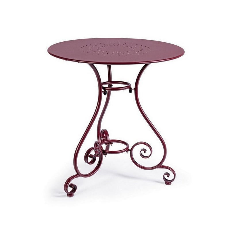Stół zewnętrzny ze stali lakierowanej elektroforetycznie z matowym wykończeniem, Ø70 Bordeaux
