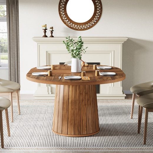 Tribesigns Mesa de comedor ovalada, Mesa de comedor de cocina de 140 cm para 4-6 personas - 5