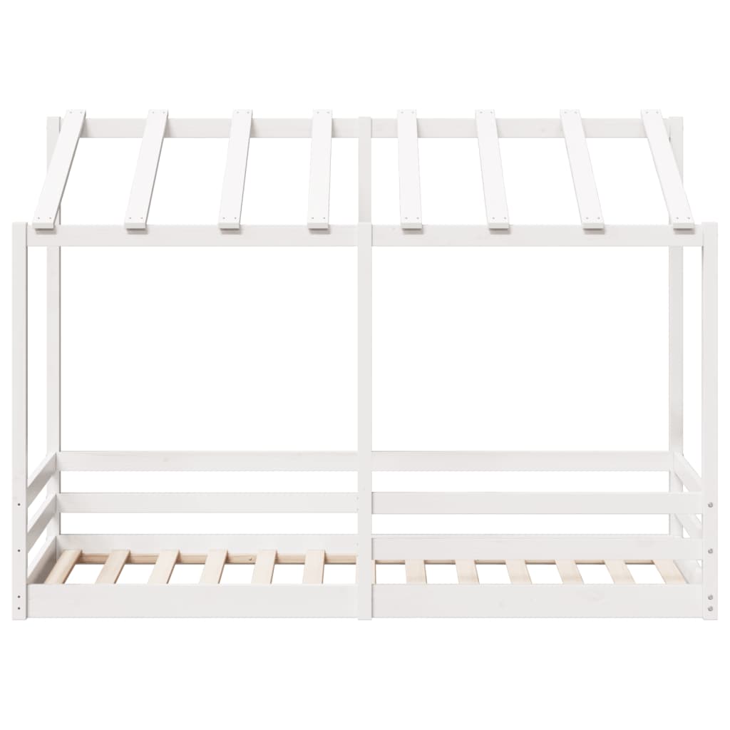 Lit pour enfants avec toit blanc 75x190 cm bois massif de pin - 4