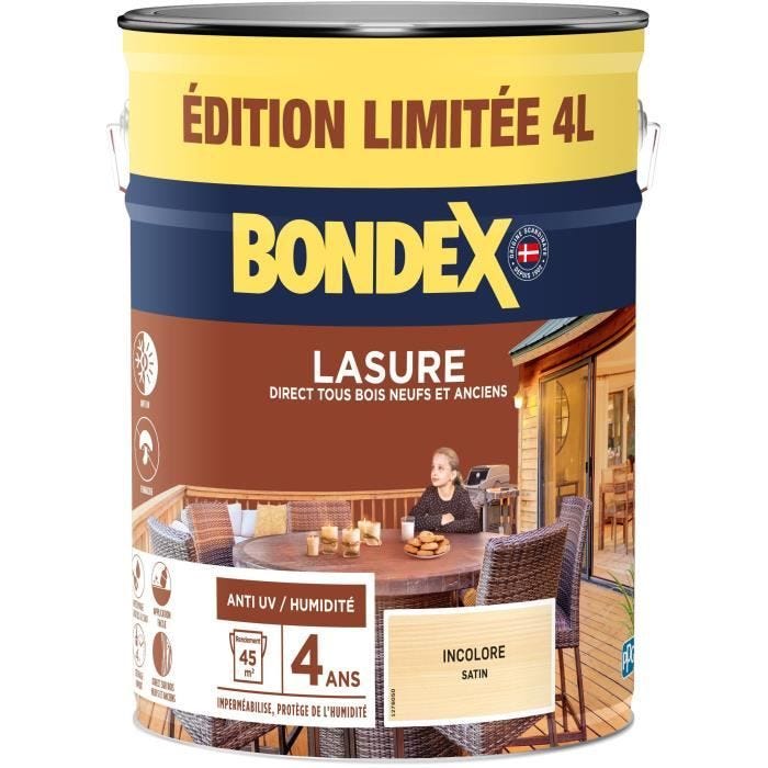 Lasure protection de bois - Incolore - Mat - BONDEX - 4 L | Leroy Merlin
